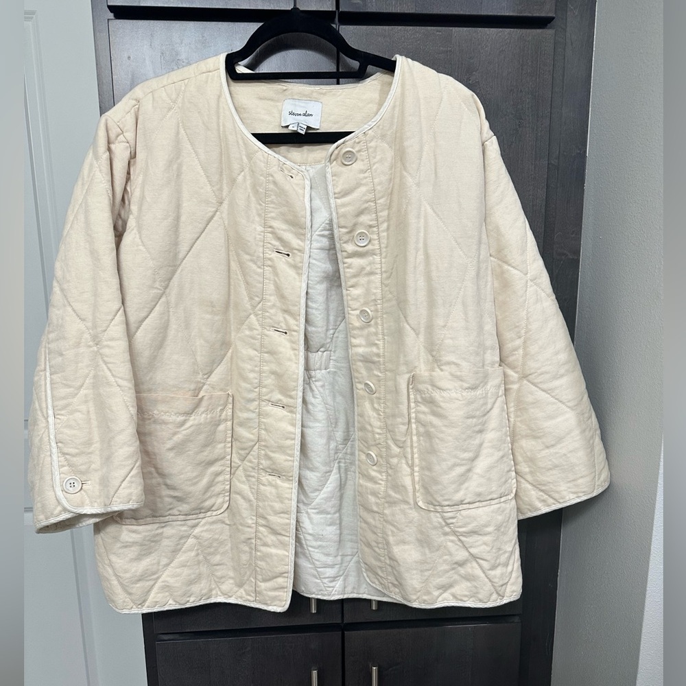 Steven Alan cream quilt coat size medium